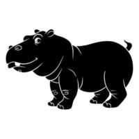 silhueta de hipopótamo engraçado personagem animal. ilustração infantil. vetor