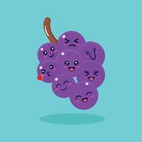 ilustração de personagem de uvas fofas vetor