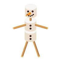 boneco de neve de marshmallow. estilo simples. personagem doce engraçado para logotipo, adesivo, impressão, receita, menu, decoração e decoração de café vetor