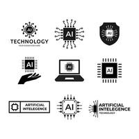 artificial inteligência ai processador lasca ícone. ai processador o circuito vetor definir.