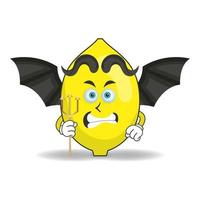 o mascote do limão se torna um demônio. ilustração vetorial vetor