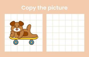 copie a foto de um cachorro fofo. jogo educativo para crianças. ilustração vetorial de desenho animado vetor