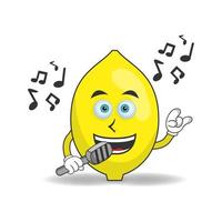 o personagem mascote limão está cantando. ilustração vetorial vetor