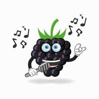 o personagem mascote da uva está cantando. ilustração vetorial vetor