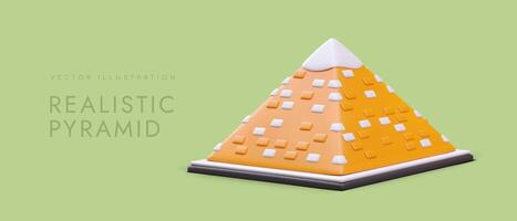 lado Visão do 3d realista pirâmide dentro amarelo cor. poster para viagem dentro Egito vetor