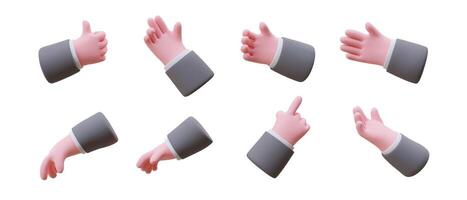 placa linguagem. conjunto do 3d ícones do masculino mão gestos. movimentos com Palma e dedos vetor