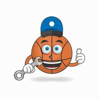 o personagem mascote do basquete se torna um mecânico. ilustração vetorial vetor