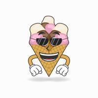 personagem do mascote do sorvete com óculos de sol. ilustração vetorial vetor