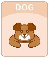 alfabeto flashcard com personagem de desenho animado de cachorro fofo. vetor