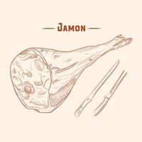 mão desenhado jamon. gourmet eu no. isolado delicioso gravação esboço. seco curado Fazenda natural produtos. carne de porco Preto e branco desenho. vetor restaurante cardápio elemento ilustração