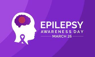epilepsia consciência dia cada ano em marcha 26º. cumprimento cartão, poster, folheto e bandeira, fundo Projeto. vetor