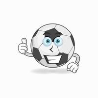 personagem de mascote de bola de futebol com expressão de sorriso. ilustração vetorial vetor