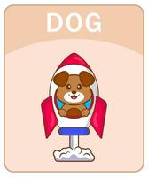 alfabeto flashcard com personagem de desenho animado de cachorro fofo. vetor
