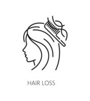 cabelo perda esboço ícone, cabelo Cuidado e tratamento vetor