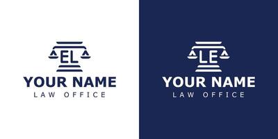 cartas el e le legal logotipo, adequado para advogado, jurídico, ou justiça com el ou le iniciais vetor