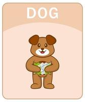 alfabeto flashcard com personagem de desenho animado de cachorro fofo. vetor