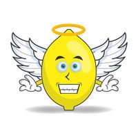 personagem mascote de limão vestido como um anjo. ilustração vetorial vetor