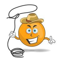 o mascote laranja se torna um cowboy. ilustração vetorial vetor