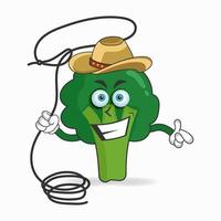 o mascote de brócolis se torna um cowboy. ilustração vetorial vetor
