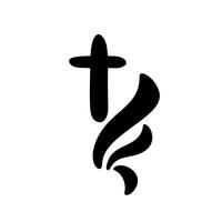 Ilustração do vetor do logotipo cristão. Emblema com o conceito de cruz com vida comunitária religiosa. Elemento de design para cartaz, logotipo, distintivo, sinal
