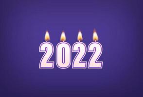 2022. números de velas de cera em fundo violeta vetor