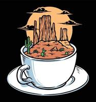 Desfrute de um café na ilustração do deserto