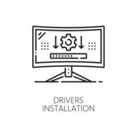 computador Programas linha ícone do motorista instalação vetor