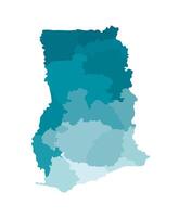 vetor isolado ilustração do simplificado administrativo mapa do Gana. fronteiras do a regiões. colorida azul cáqui silhuetas.