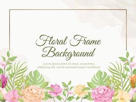 modelo de fundo floral e folhas de banner de casamento vetor