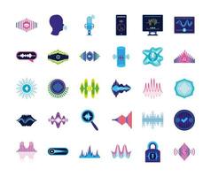 conjunto de ícones de reconhecimento de voz vetor