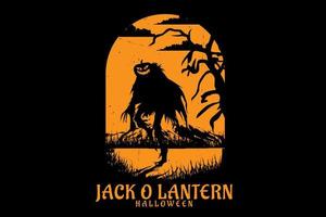 desenho da silhueta do dia das bruxas jack o lantern vetor
