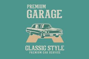 design de silhueta de serviço de carro premium de estilo clássico de garagem premium vetor