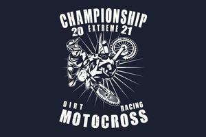 design de silhueta de campeonato extremo de motocross vetor