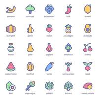 pacote de ícones de frutas e vegetais para o design do seu site, logotipo, aplicativo, interface do usuário. design de cor linear do ícone de frutas e vegetais. ilustração de gráficos vetoriais e curso editável. vetor