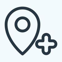 ícone gps adicionar - estilo de linha vetor