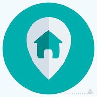 ícone gps home - estilo plano vetor