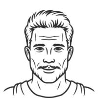 uma homem com uma bigode e barba dentro uma Preto e branco desenhando vetor