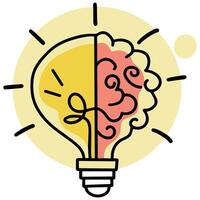 vetor ilustração criativo ícone do uma metade cérebro metade lâmpada representando Ideias conhecimento e criatividade