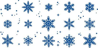 azul floco de neve vetor grampo arte ilustração para inverno celebração com estrelas, elegante mão desenhado elementos, isolado