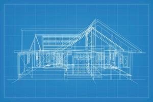 3d render do construção estrutura de arame estrutura. perspectiva estrutura de arame do casa exterior. abstrato construção gráfico ideia. vetor. vetor