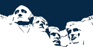 montar rushmore silhueta dentro azul cor. vetor ilustração fundo, bandeira, e poster do americano presidentes. Abraão Lincoln, George Washington, Thomas Jefferson, Teodoro Rosavelt.