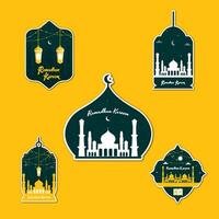 vetor plano Ramadã crachá coleção para diverso e à moda islâmico desenhos