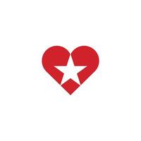 vermelho coração negativo espaço Estrela logotipo vetor