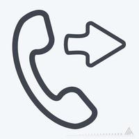 ícone telefone saída - estilo de linha vetor