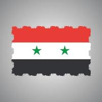 bandeira da síria com pincel pintado em aquarela vetor