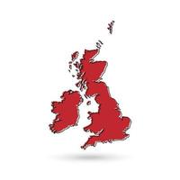 mapa vermelho do Reino Unido em fundo branco vetor