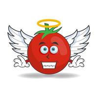 personagem mascote tomate vestido como um anjo. ilustração vetorial vetor
