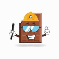 o mascote do chocolate se torna um oficial de mineração. ilustração vetorial vetor