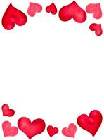vertical poster para dia dos namorados dia, mãe dia.vermelho e Rosa corações com Lugar, colocar para texto.aquarela e marcador ilustração.banner, cupons ou cumprimento cartões para amor oferta. vetor