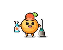 personagem de fruta laranja fofa como mascote de serviços de limpeza vetor